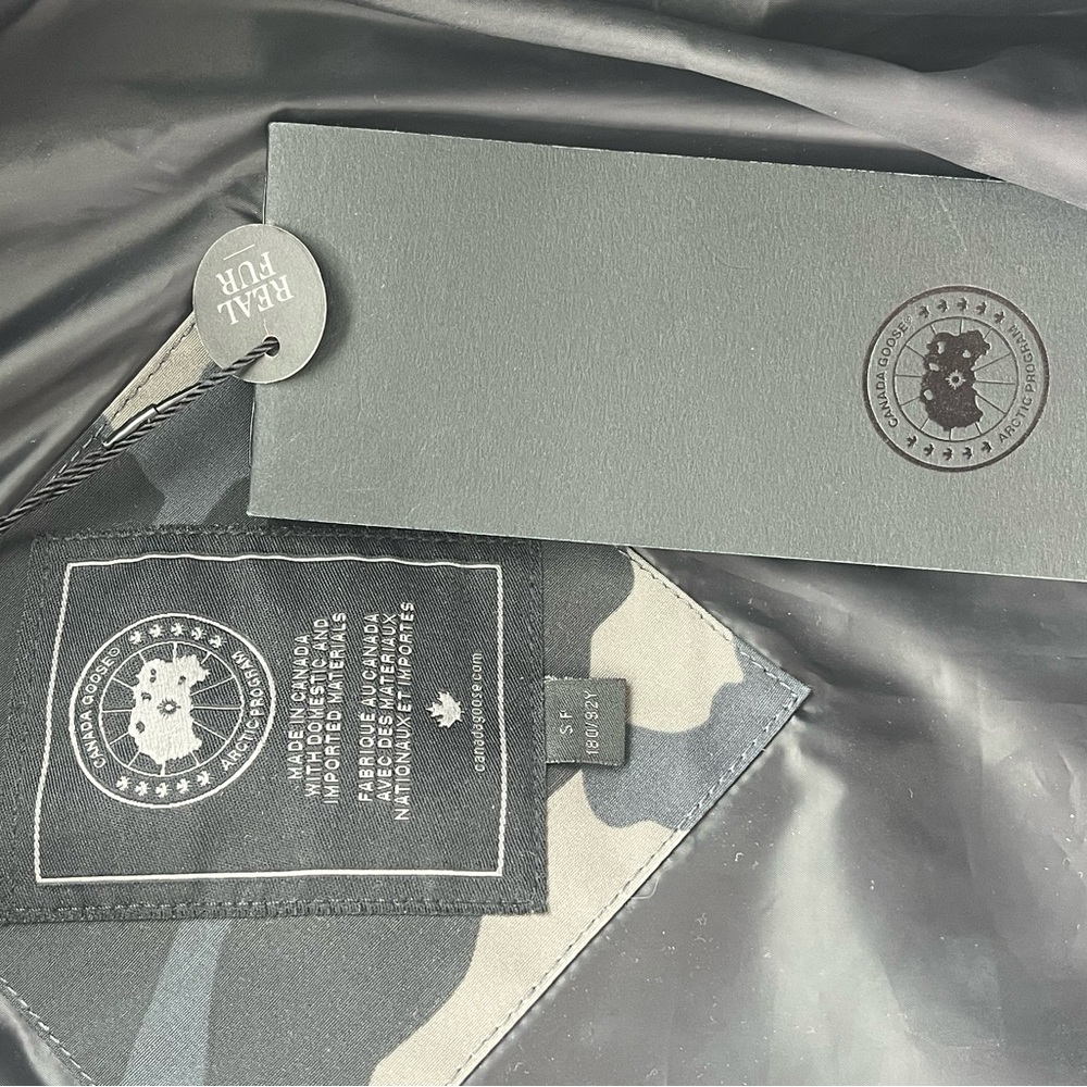 Brand New Canada Goose Mens Camo Liner Panel in Black and Grey, with Real Fur